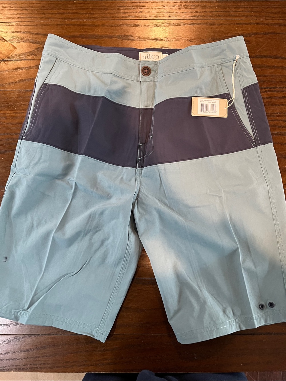 Two-Tone Light Blue & Navy Men's Swim Board Shorts